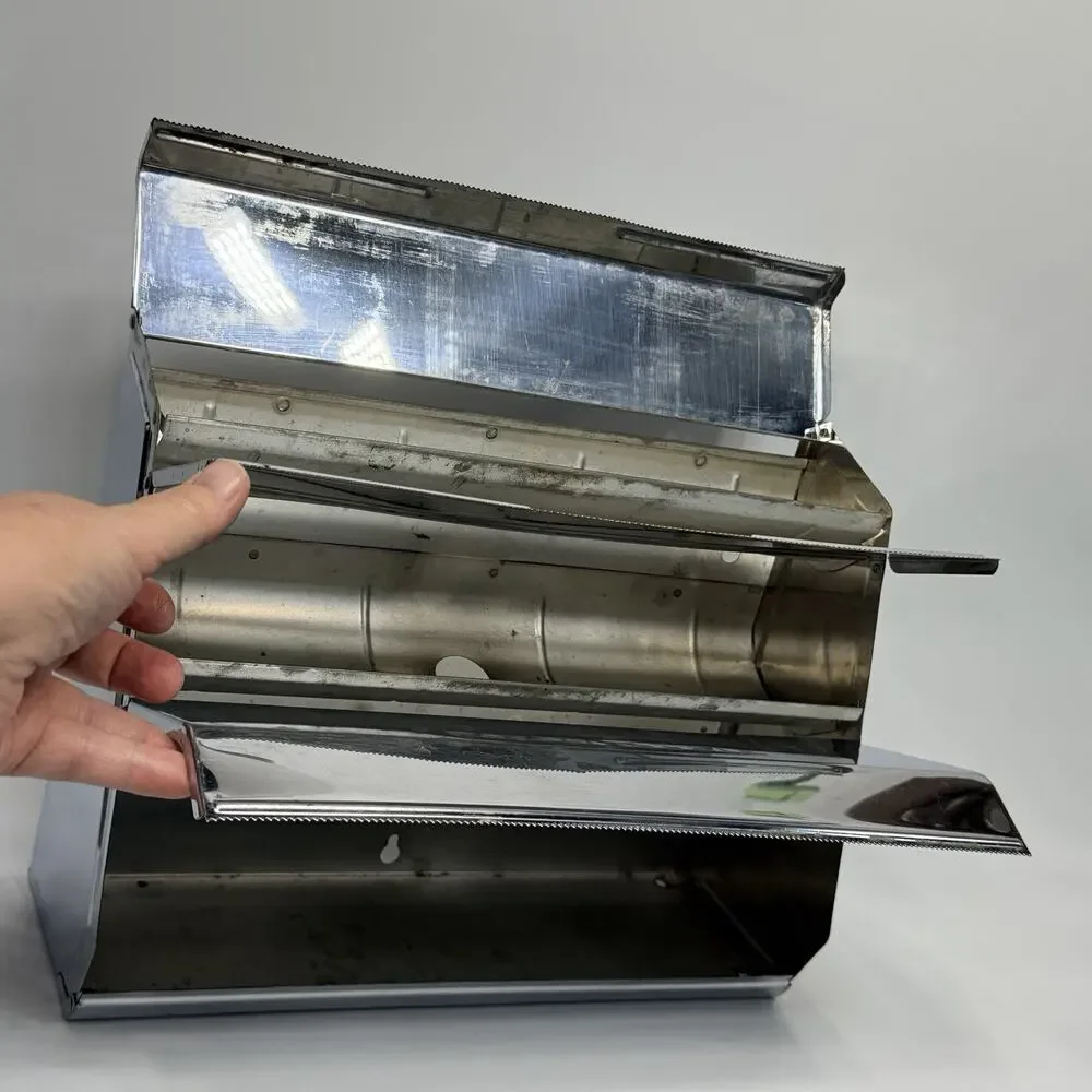 Vtg Chrome Metal Kitchen Wrap Dispenser Foil Wax Paper Towels Sovereign 12.5